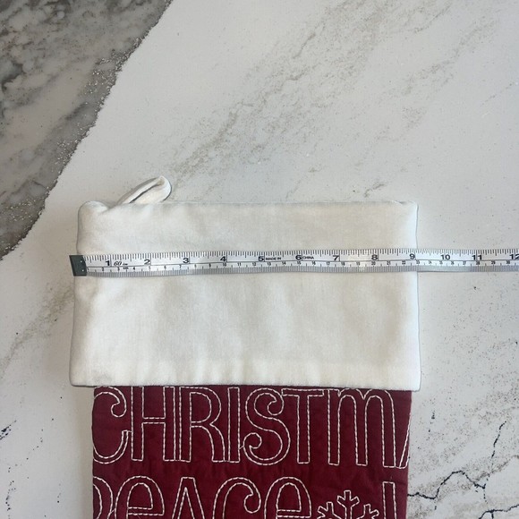 Pottery Barn Sentiment Love Joy Quilted Red Red Christmas Stocking 19.5" #7392 - Picture 7 of 8